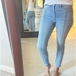 Express Mid Rise skinny jeans front seam